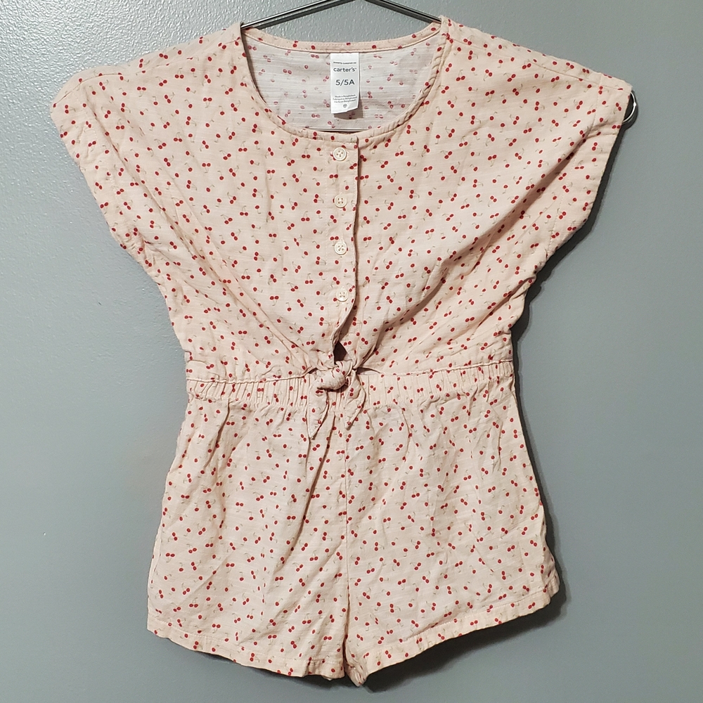 Carter's Pale Pink Romper Shorts with Cherry Print Girl's Size 5